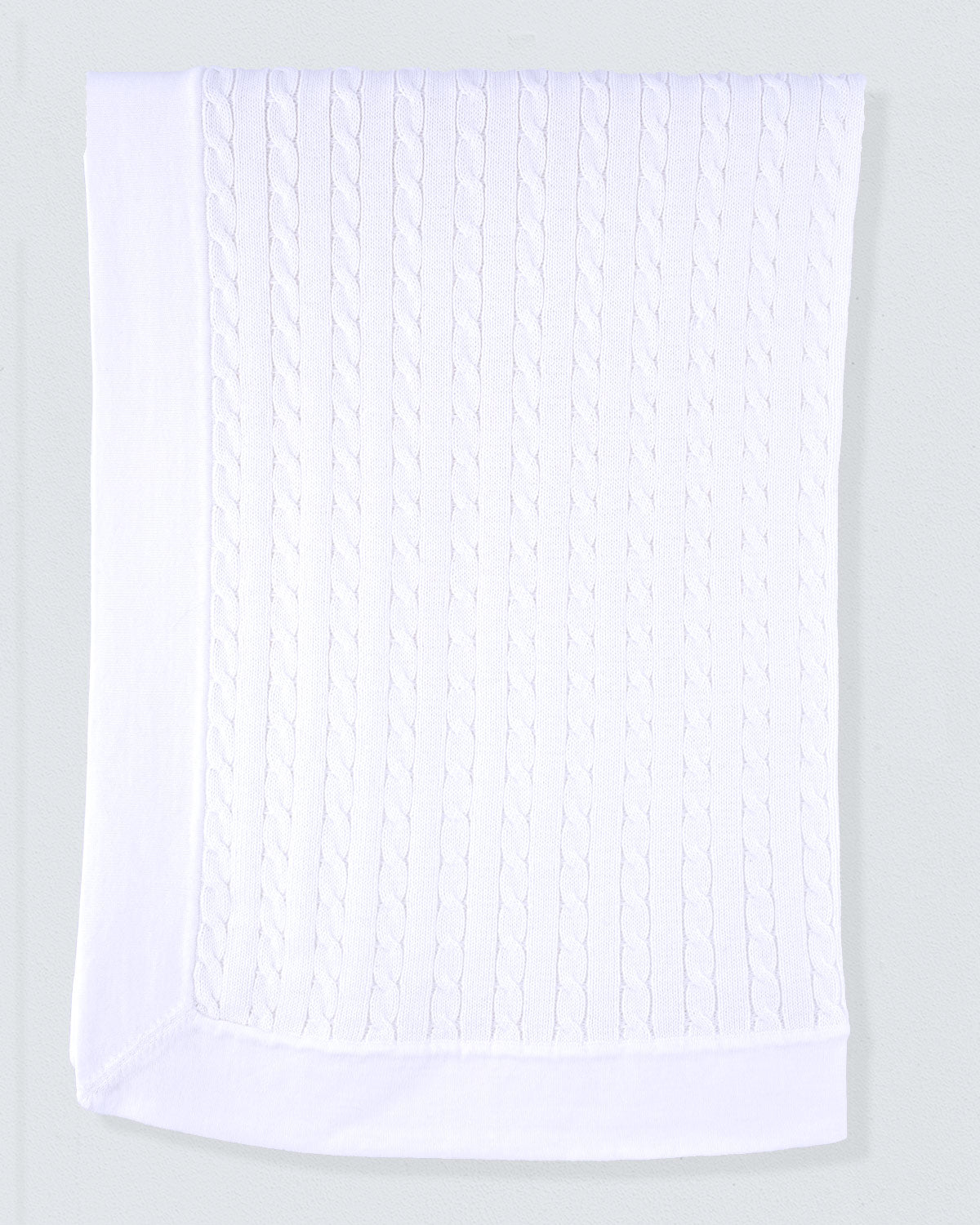 Oscar Cotton Cable Knit Blanket White